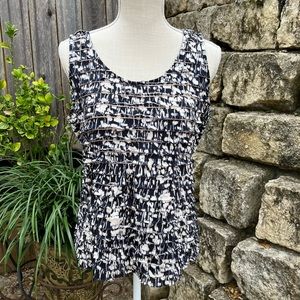 Chico's Ruffled Tank Top - Navy Cream